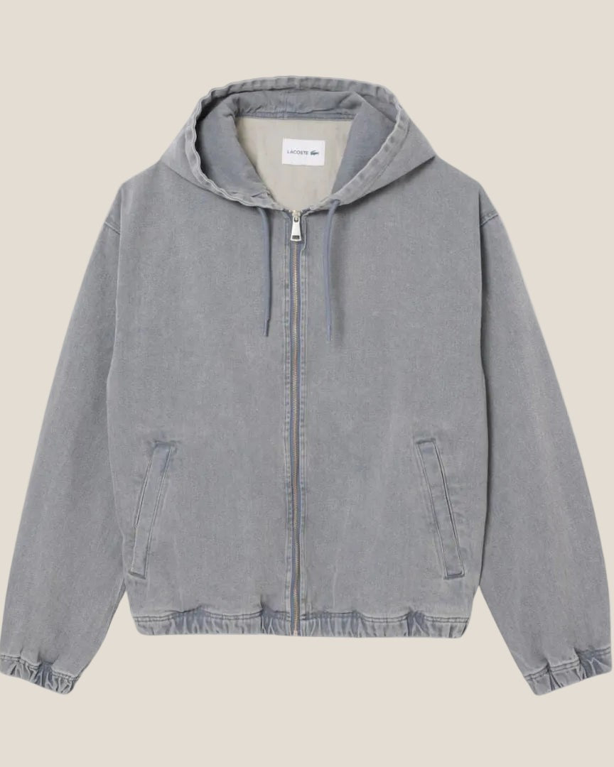 Washed Effect Denim Hooded Jacket