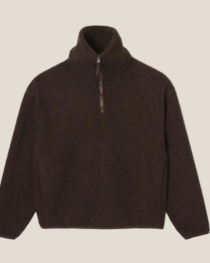 High Zipped Neck Polar Fleece Sweatshirt