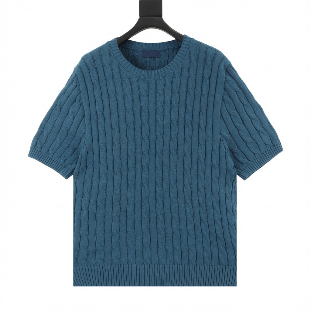 Cable-Knit Crewneck Sweater Teal