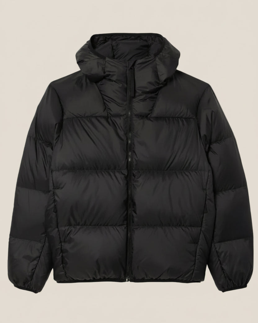 Short Water-Repellent Hooded Puffed Jacket