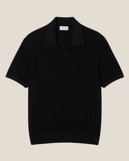 Cotton Blend Open Polo Collar Sweater
