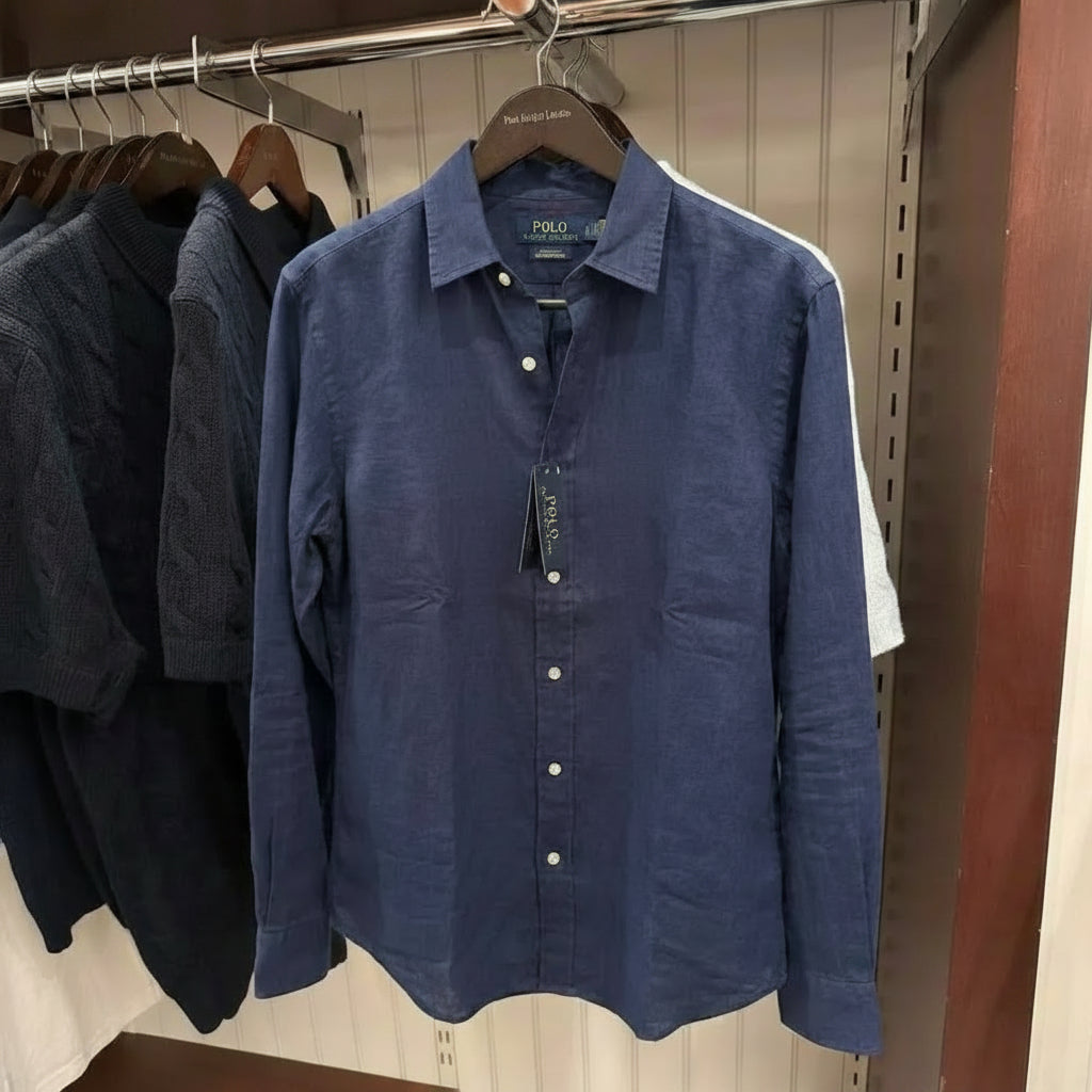 Linen/Remi Blend Shirt, Navy