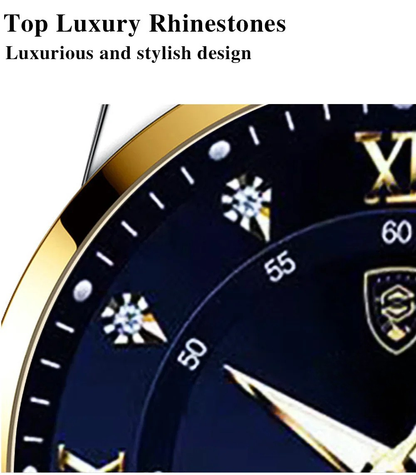 POEDAGAR Classic Day-Date Leather Watch