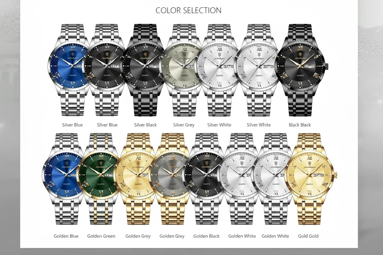 POEDAGAR Classic Day-Date Watch