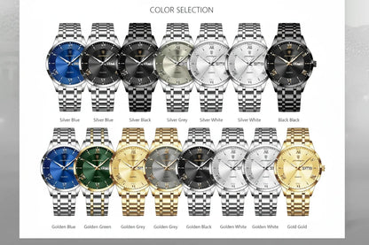 POEDAGAR Classic Day-Date Watch