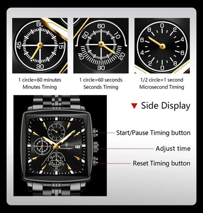 POEDAGAR Square Steel Watch