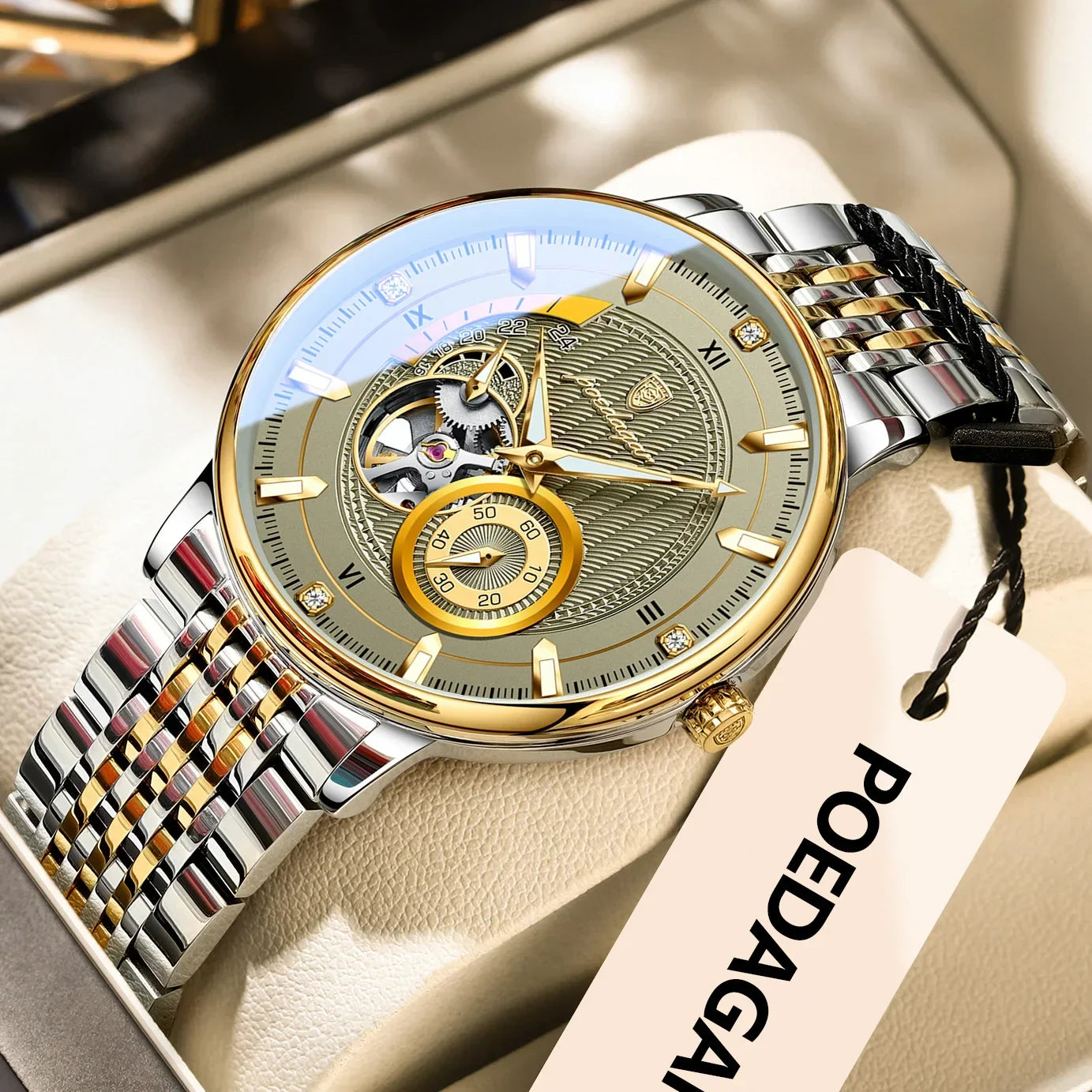 POEDAGAR Prestige Skeleton Automatic Watch