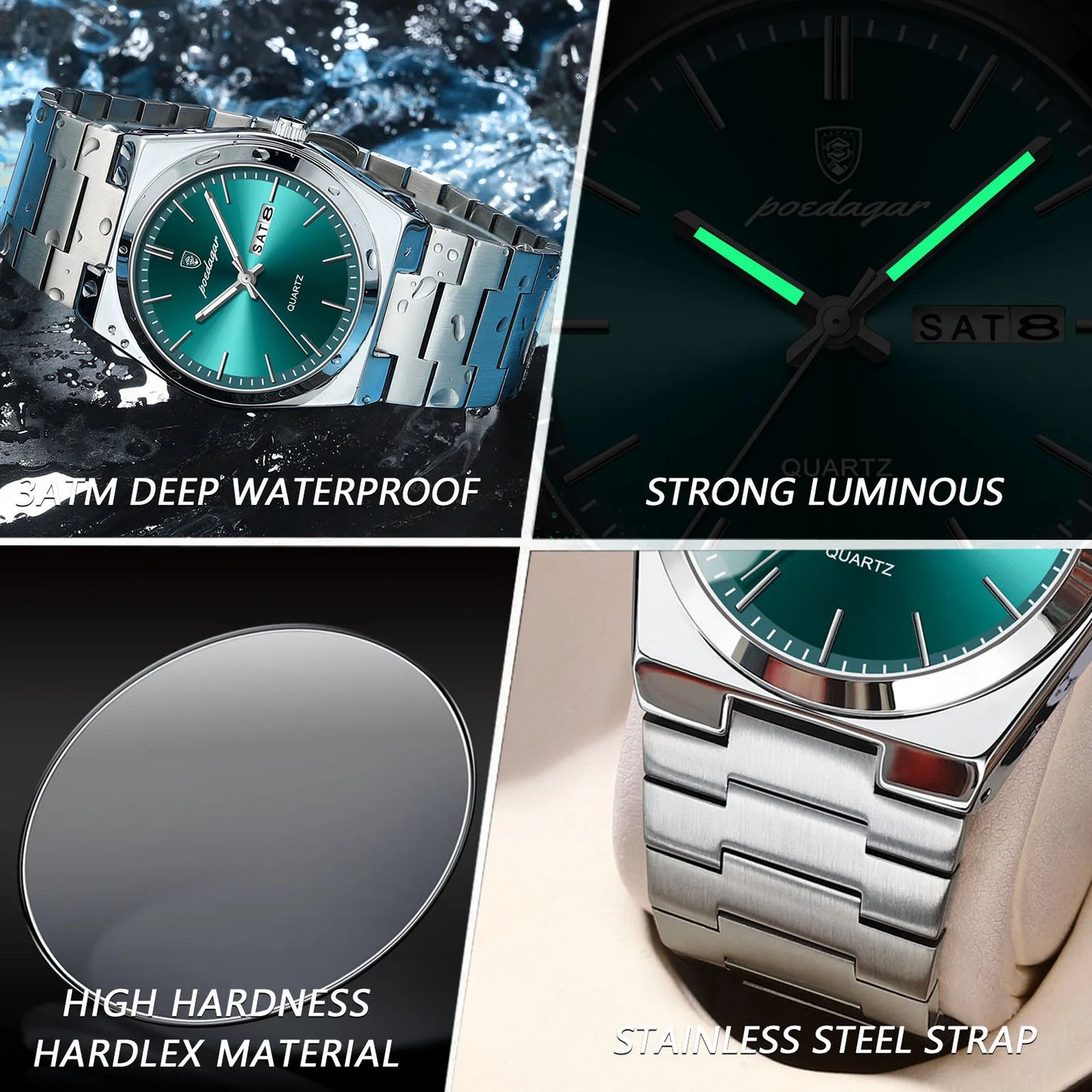 POEDAGAR Classic Date Watch