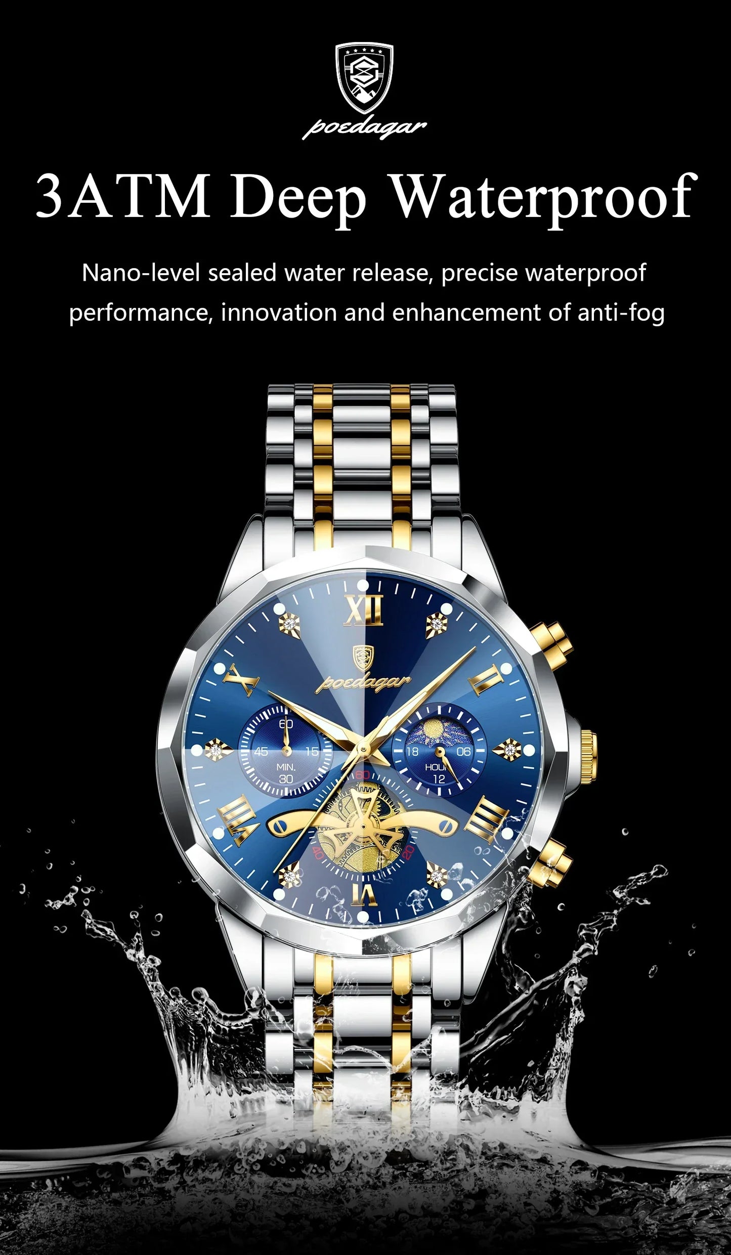POEDAGAR Chrono Classic Watch