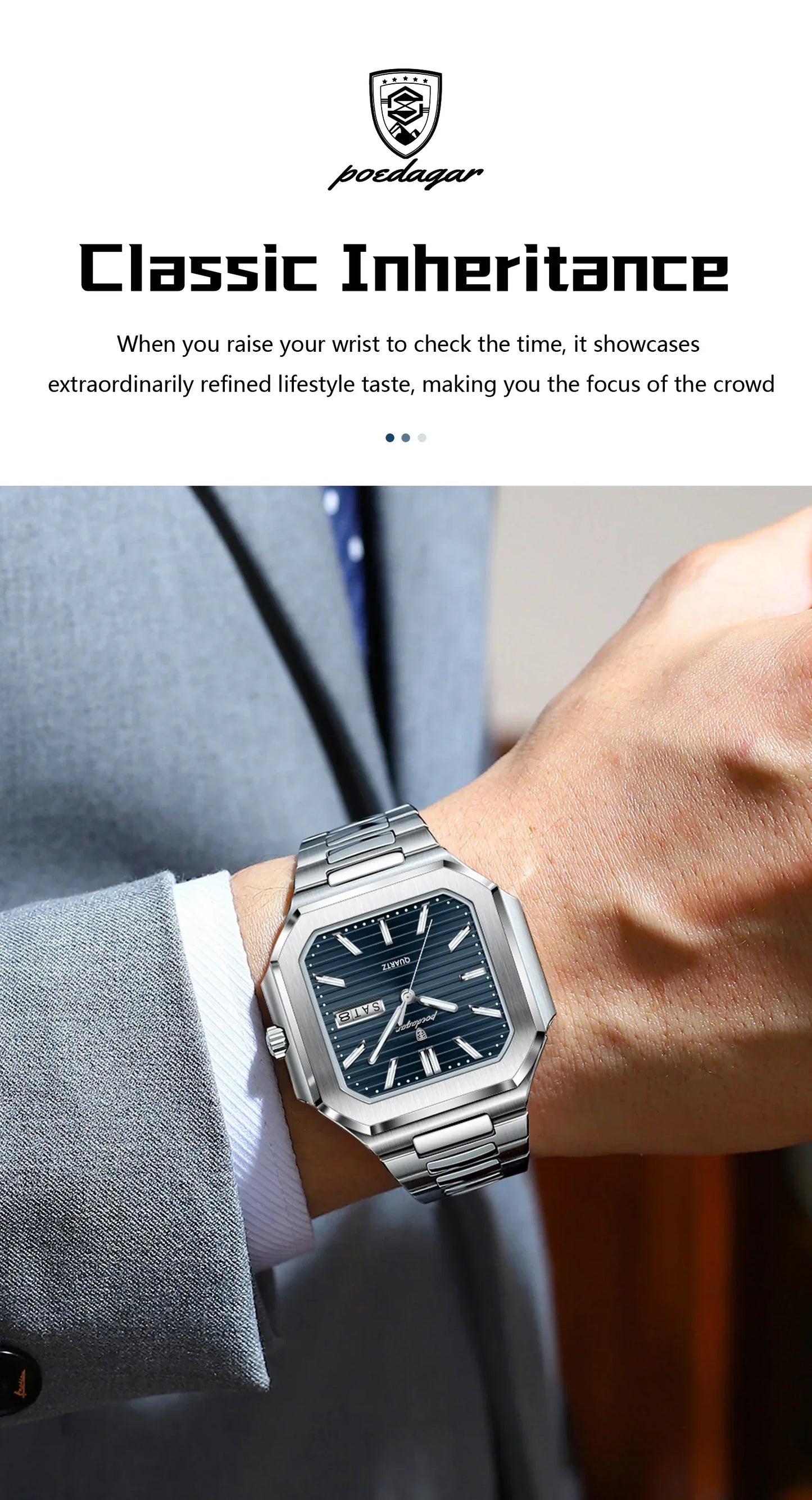 POEDAGAR Royal Square Watch