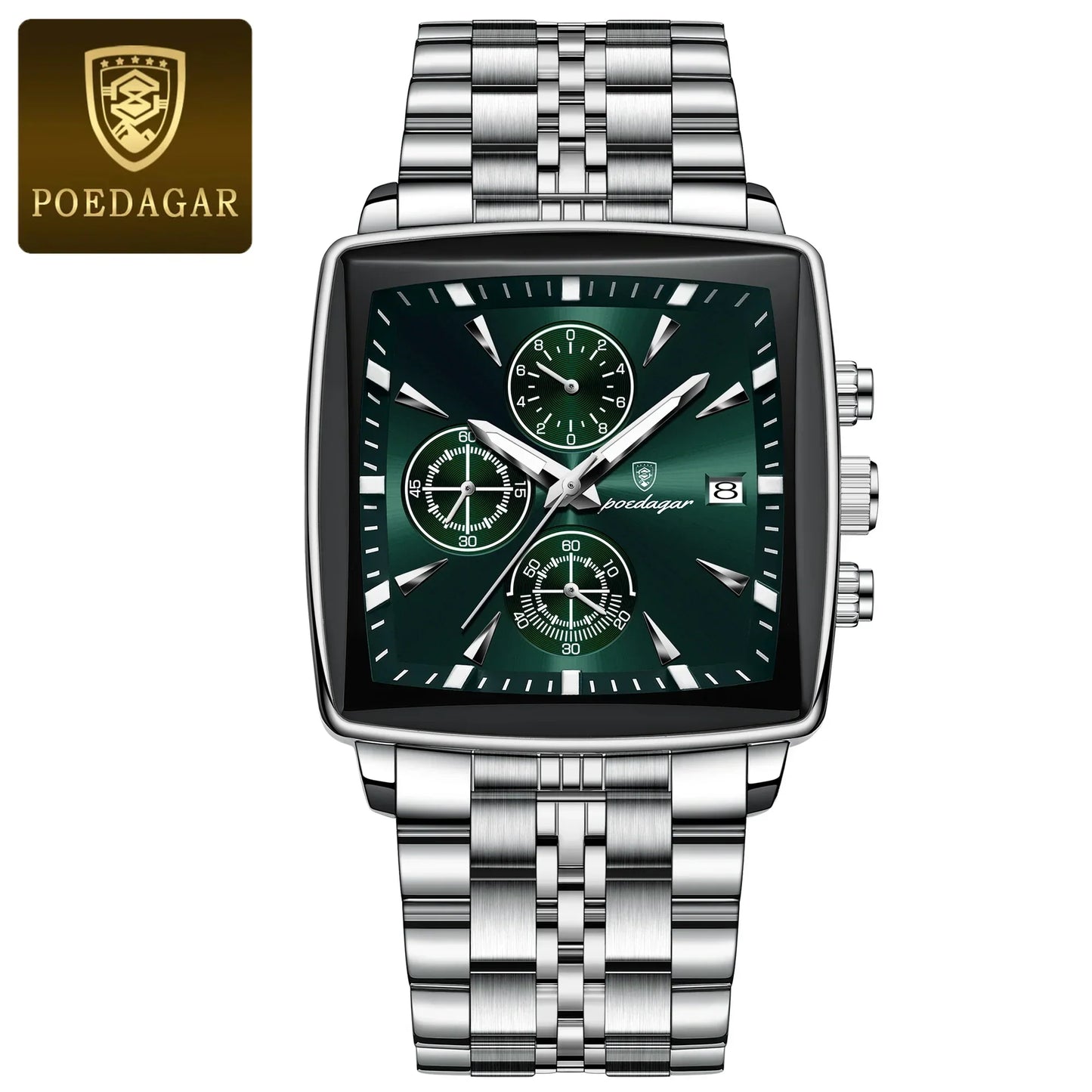 POEDAGAR Square Steel Watch