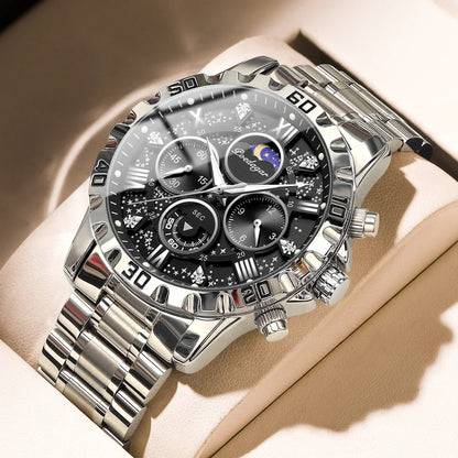 POEDAGAR Chrono Steel Watch