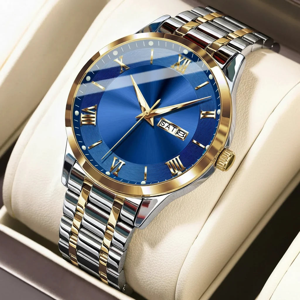 POEDAGAR Classic Day-Date Watch