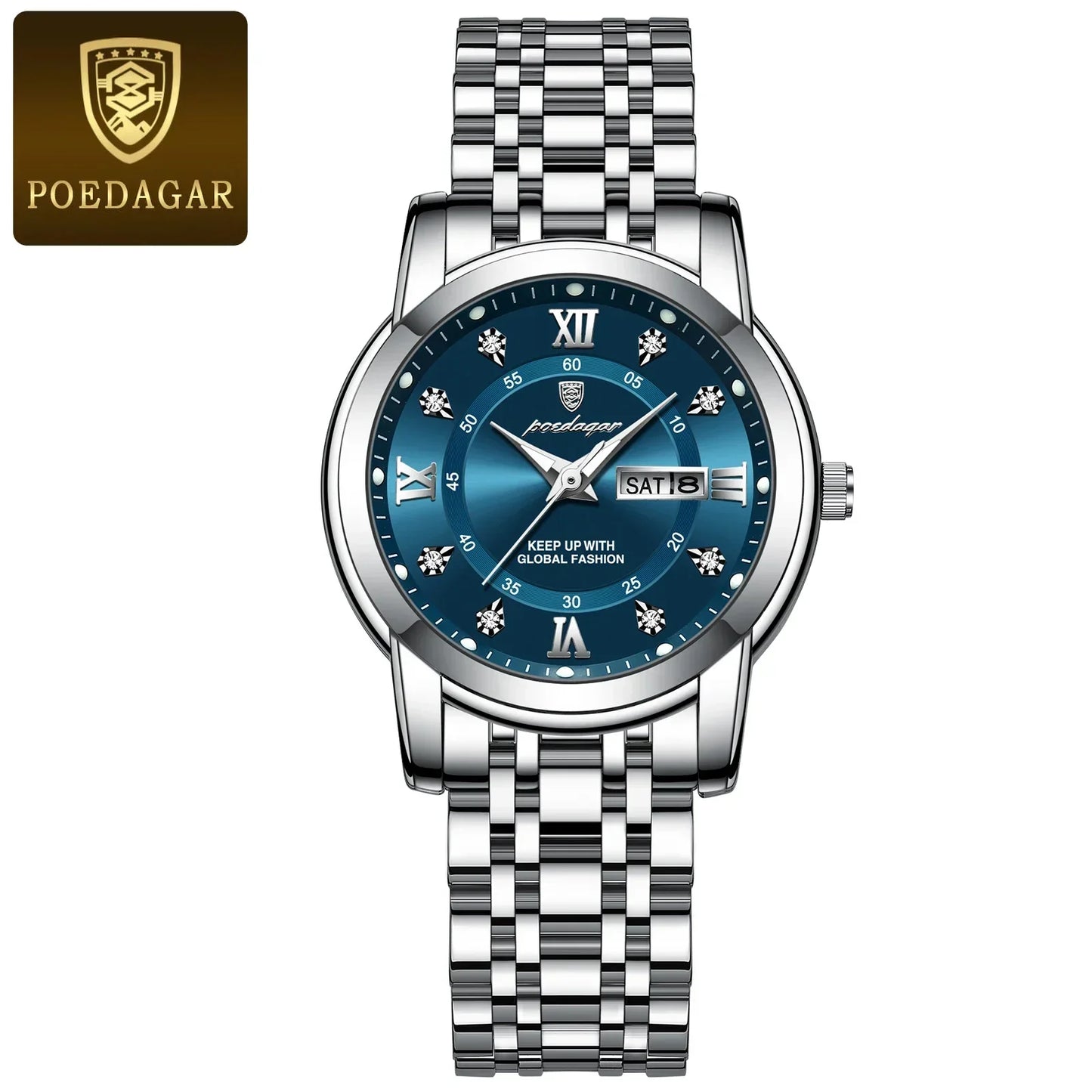 POEDAGAR Elegant Steel Watch