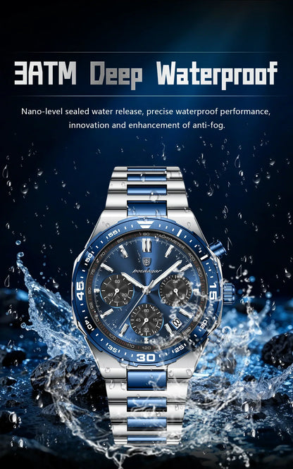 POEDAGAR Chrono Steel Watch