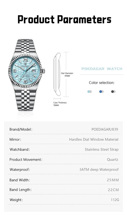 POEDAGAR Royal Steel Watch