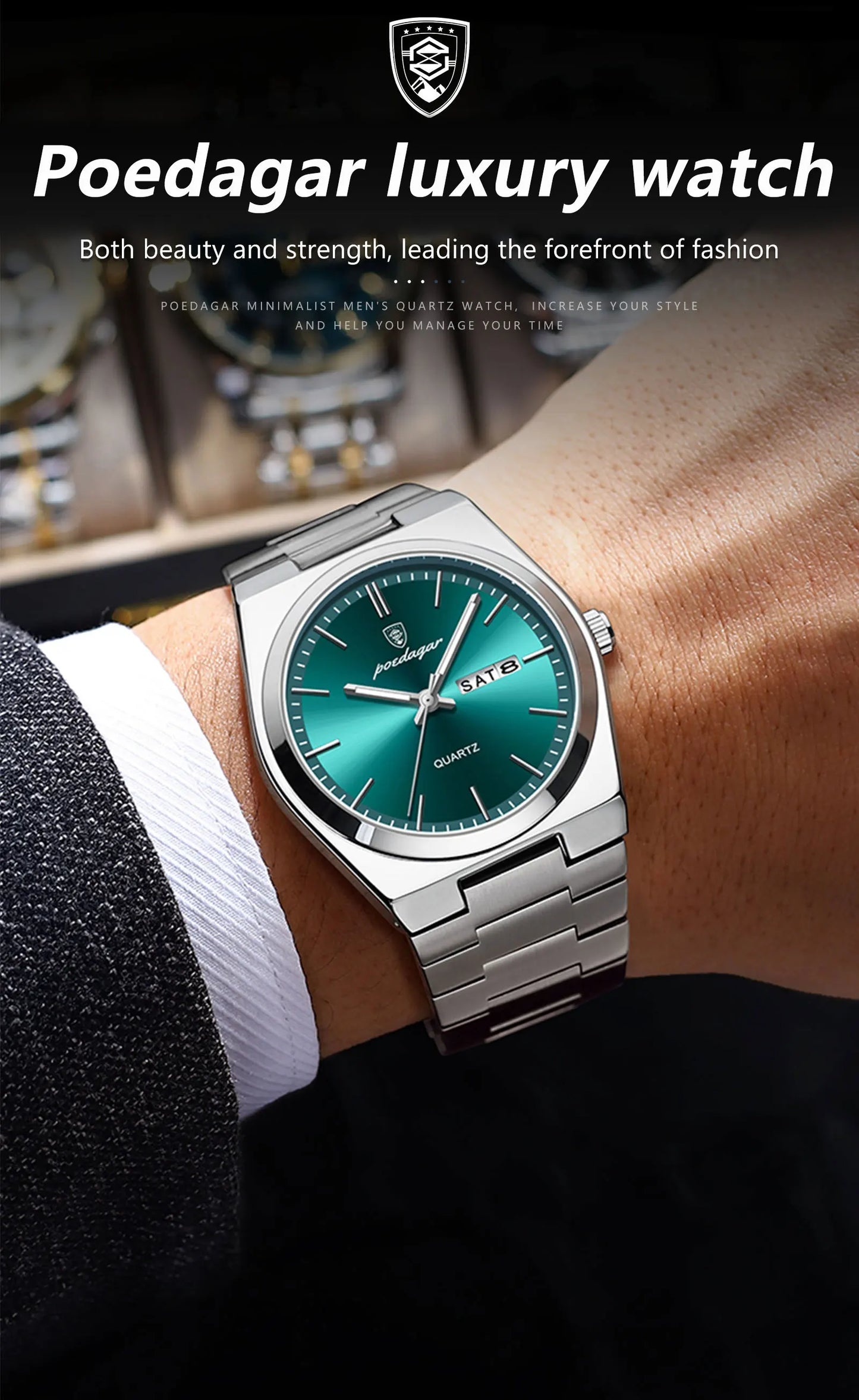 POEDAGAR Classic Date Watch