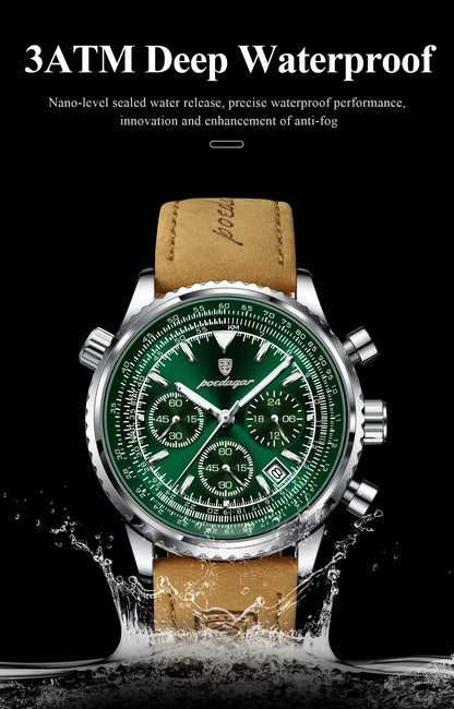 POEDAGAR Chrono Leather Watch