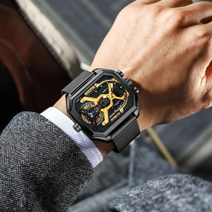 POEDAGAR Tactical Dual Display Chronograph Watch