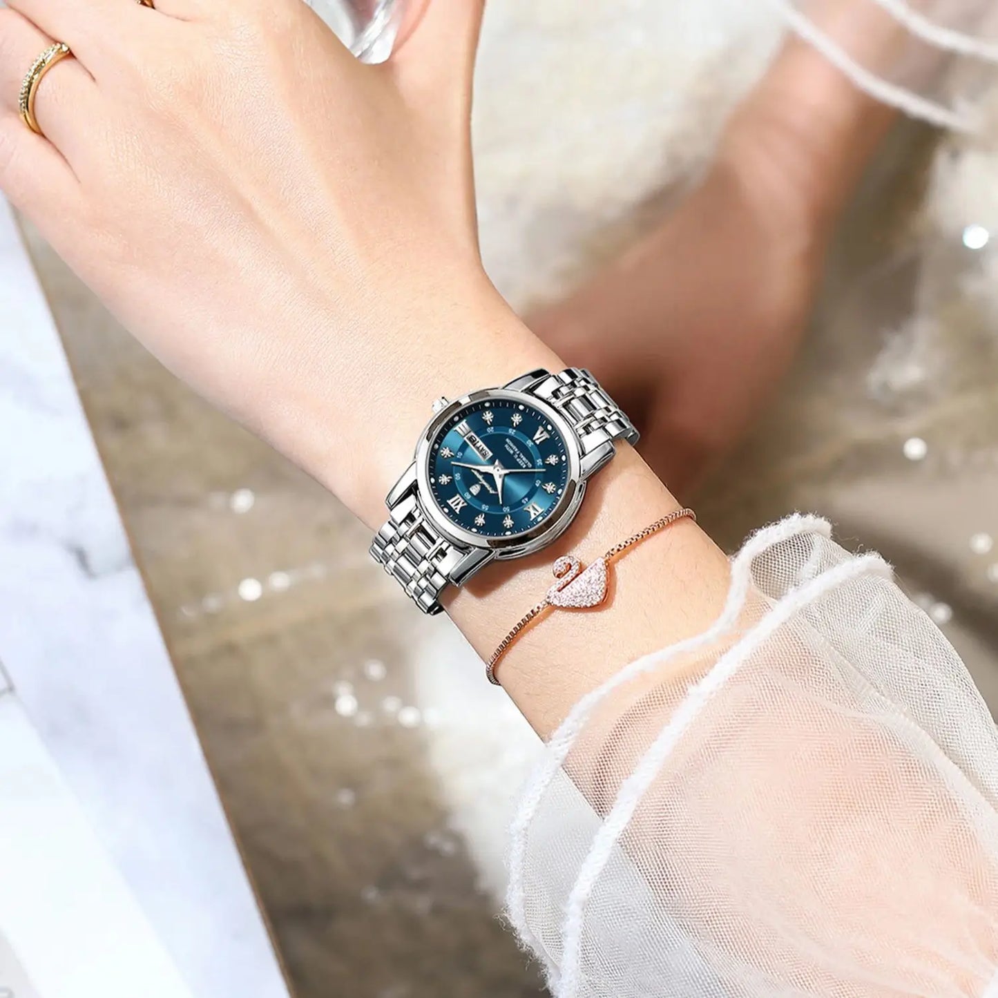 POEDAGAR Elegant Steel Watch