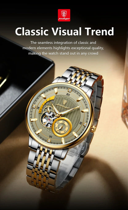 POEDAGAR Prestige Skeleton Automatic Watch