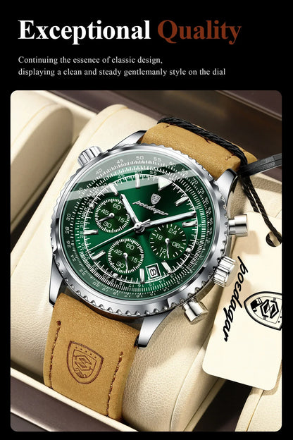 POEDAGAR Chrono Leather Watch