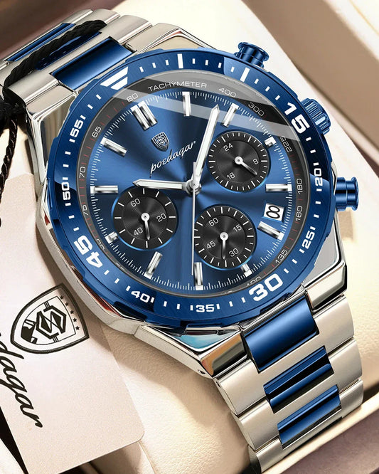 POEDAGAR Chrono Steel Watch