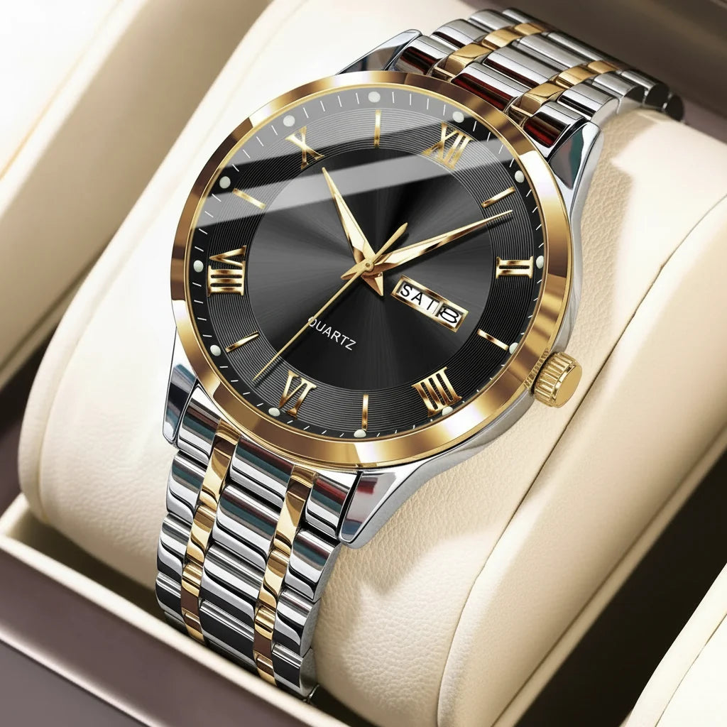 POEDAGAR Classic Day-Date Watch