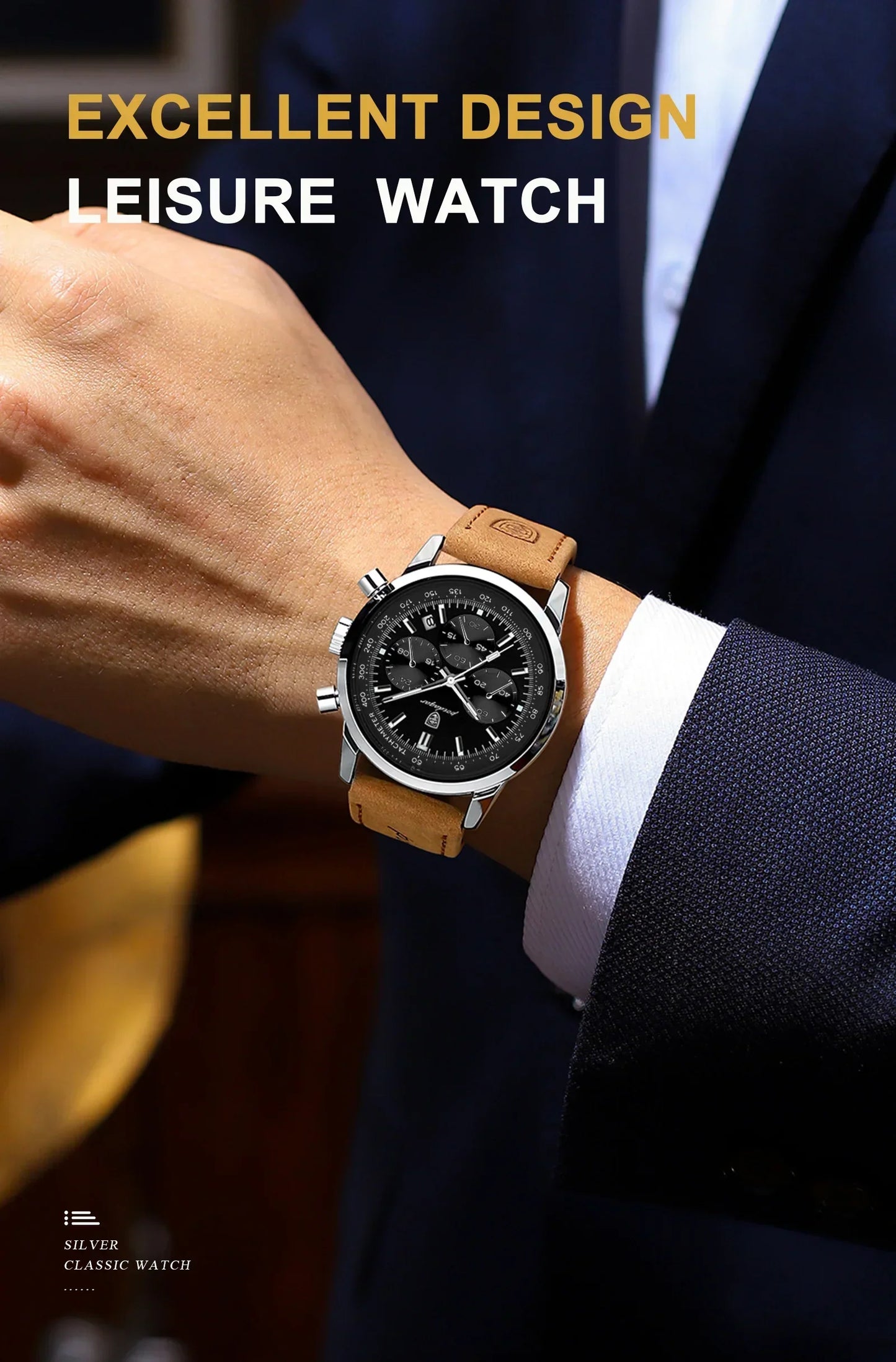 POEDAGAR Classic Chronograph Watch