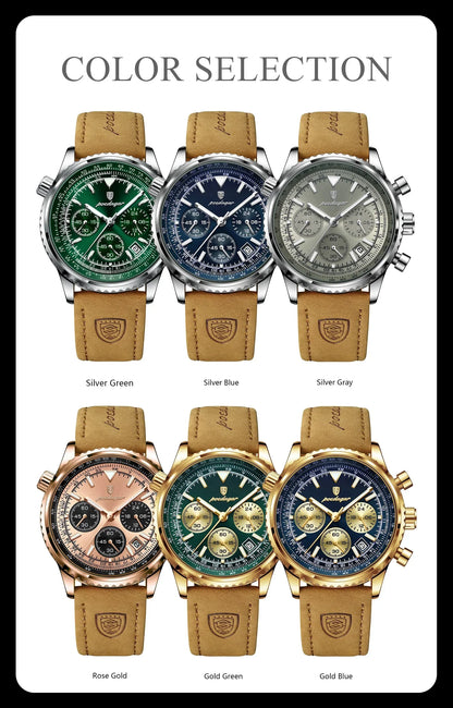 POEDAGAR Chrono Leather Watch