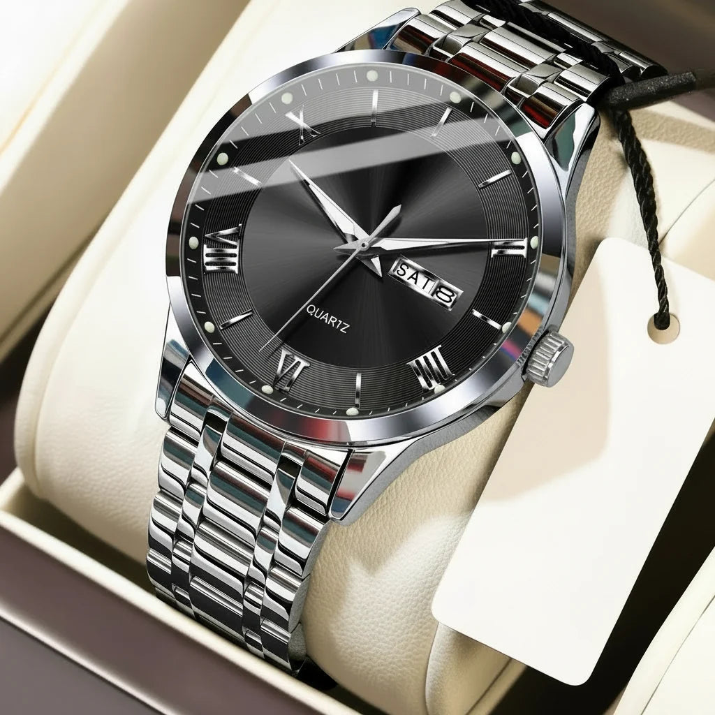 POEDAGAR Classic Day-Date Watch