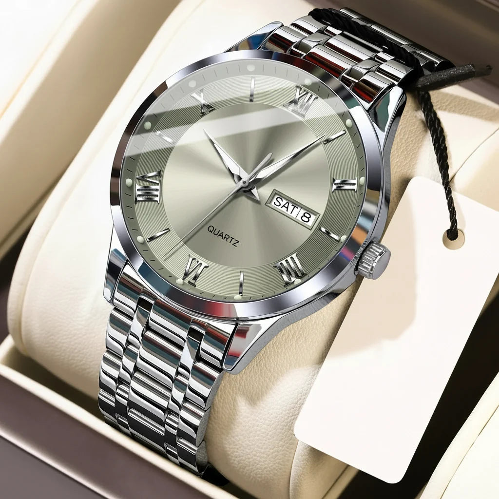 POEDAGAR Classic Day-Date Watch