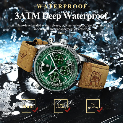 POEDAGAR Chrono Leather Watch