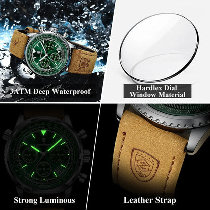 POEDAGAR Chrono Leather Watch