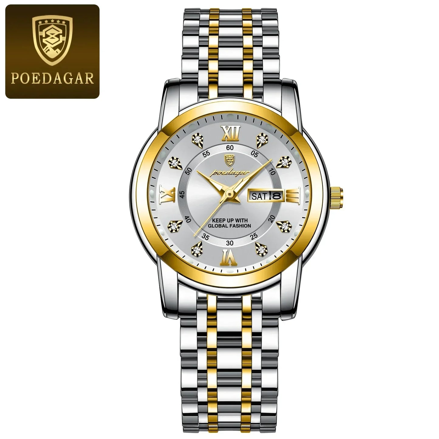 POEDAGAR Elegant Steel Watch