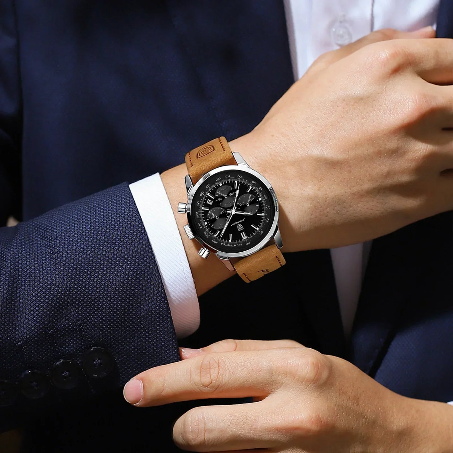 POEDAGAR Classic Chronograph Watch