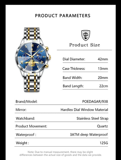 POEDAGAR Chrono Classic Watch