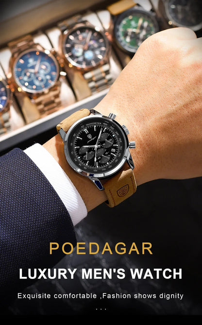 POEDAGAR Classic Chronograph Watch