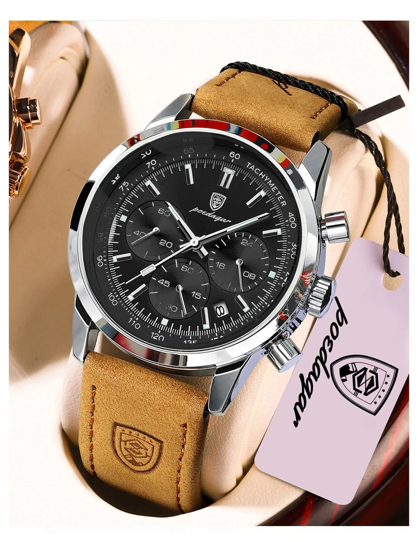 POEDAGAR Classic Chronograph Watch