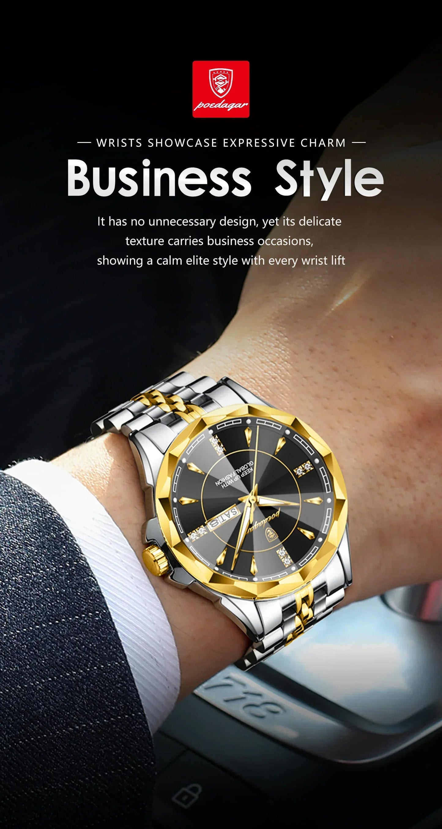 POEDAGAR Royal Steel Watch