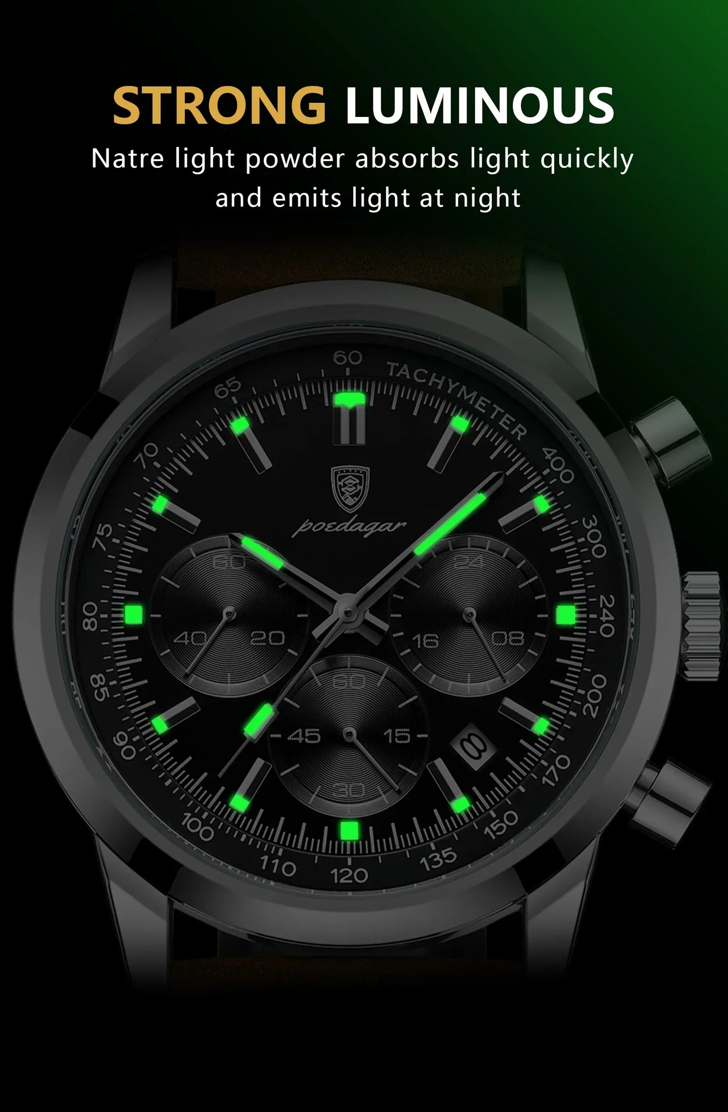 POEDAGAR Classic Chronograph Watch