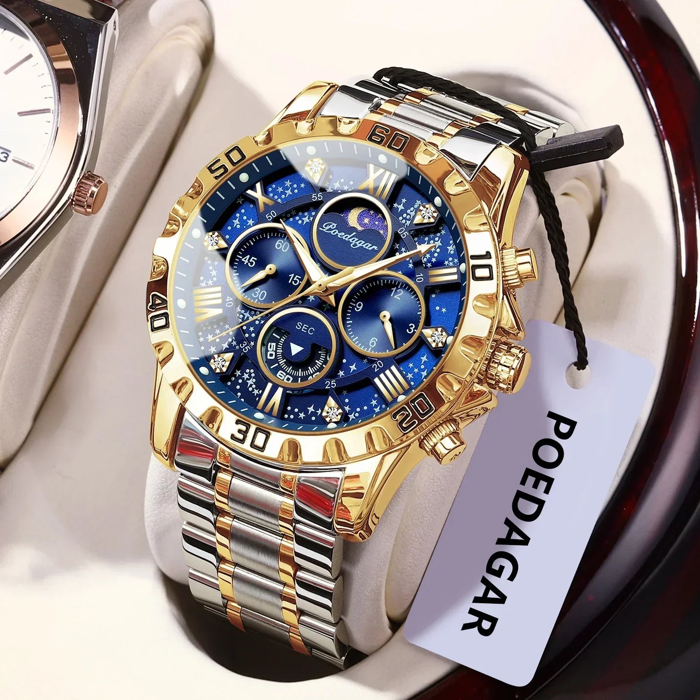 POEDAGAR Chrono Steel Watch
