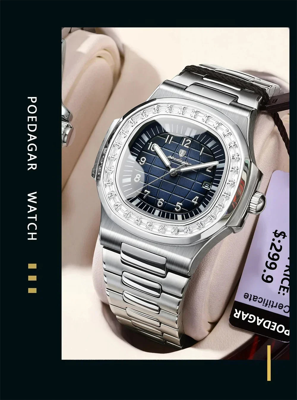 POEDAGAR Royal Grid Luxury Watch