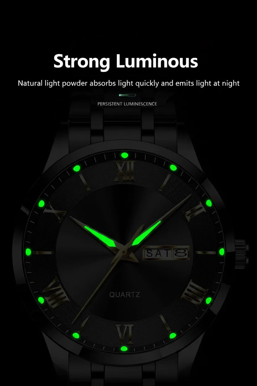 POEDAGAR Classic Day-Date Watch
