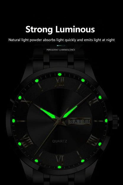 POEDAGAR Classic Day-Date Watch