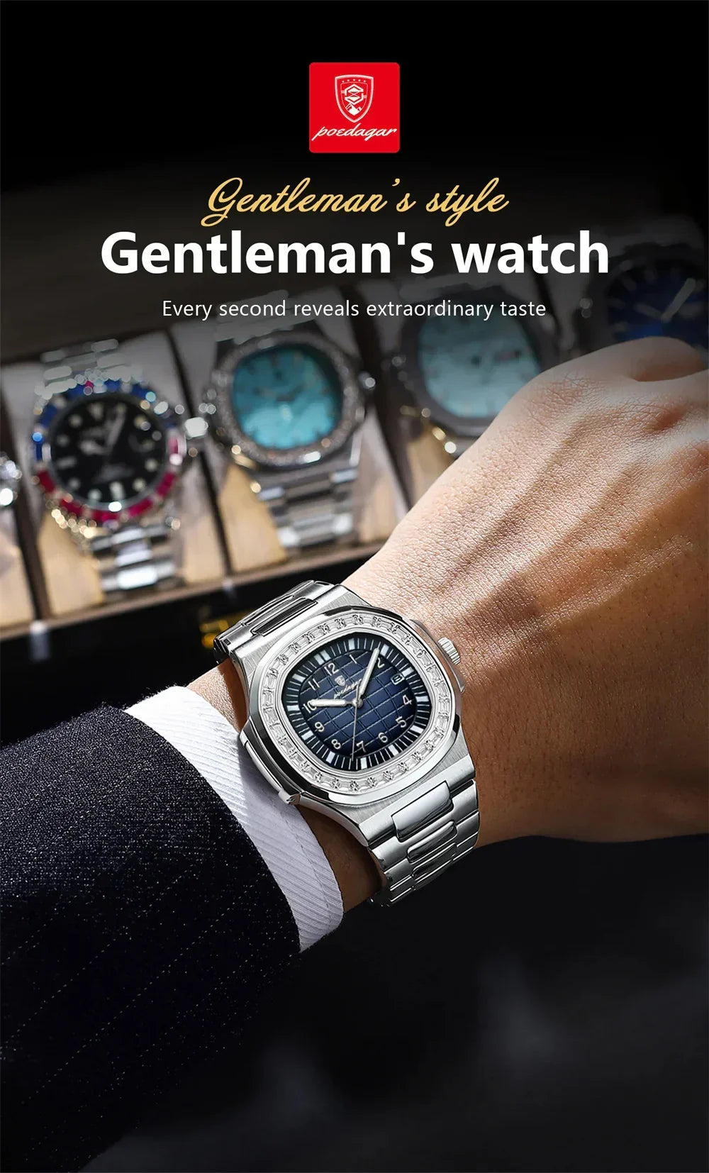 POEDAGAR Royal Grid Luxury Watch