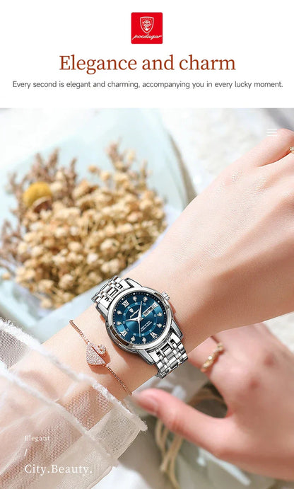 POEDAGAR Elegant Steel Watch
