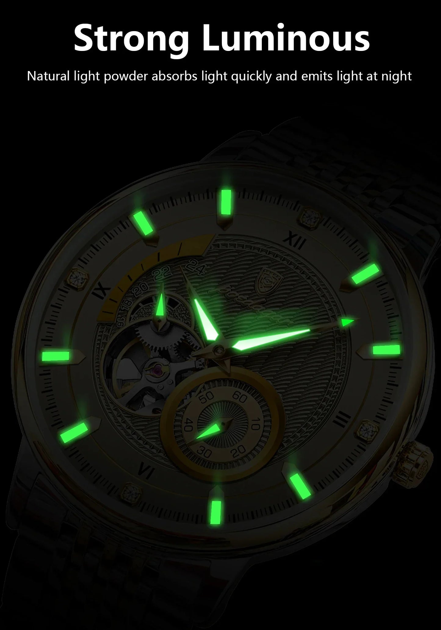 POEDAGAR Prestige Skeleton Automatic Watch
