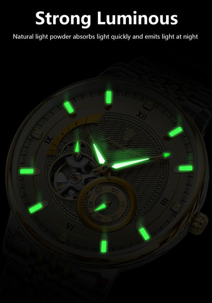 POEDAGAR Prestige Skeleton Automatic Watch