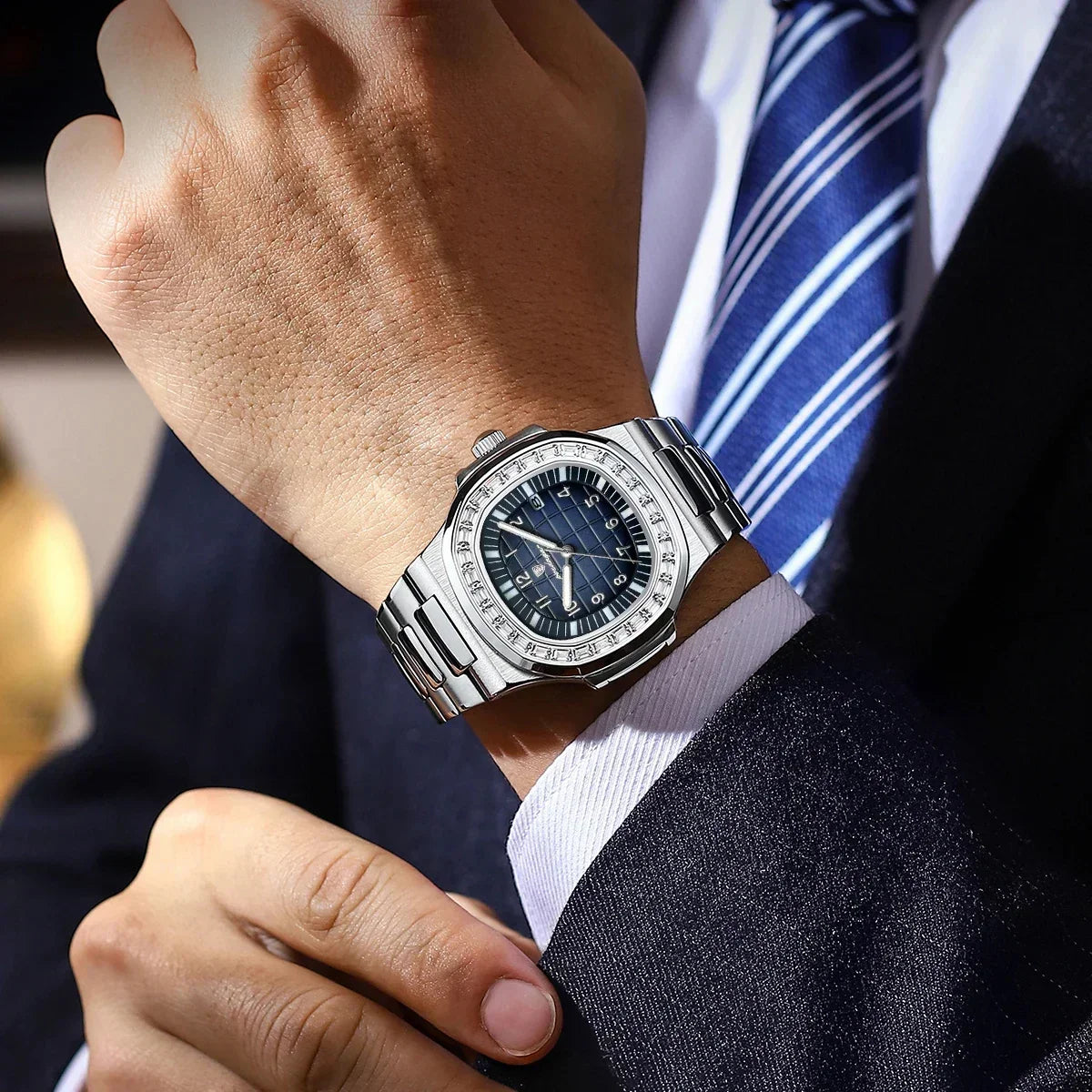 POEDAGAR Royal Grid Luxury Watch